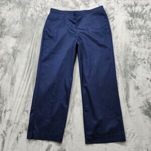 Vintage Alfred Dunner Pants Womens 14 PETITE Blue Pull On High Rise Tapered Leg